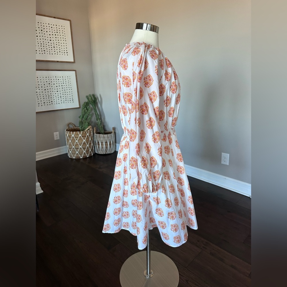 J. Crew Cotton Smocked-Waist Mini Dress Gathered Floral Block Print Large NWOT - Picture 7 of 16